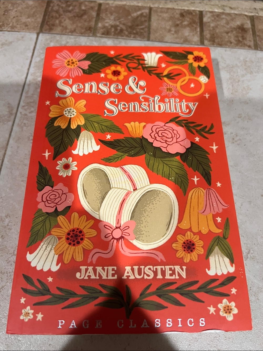 Sense & Sensibility Decorative Book Cover by Jane Austen - Red Floral Design